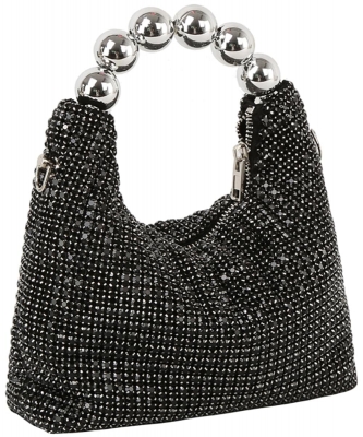 Rhinestone Covered Top Handle Satchel GM-0006 BLACK